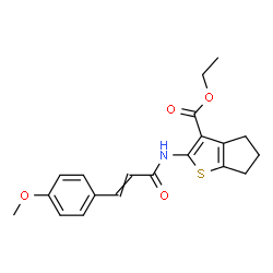 ChemSpider 2D Image | Ethyl 2-{[3-(4-methoxyphenyl)acryloyl]amino}-5,6-dihydro-4H-cyclopenta[b]thiophene-3-carboxylate | C20H21NO4S