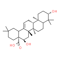 ChemSpider 2D Image | (3beta,5xi,16alpha,18xi)-3,16-Dihydroxyolean-12-en-28-oic acid | C30H48O4