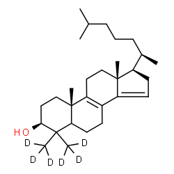 ChemSpider 2D Image | (3beta)-4,4-Bis[(~2~H_3_)methyl]cholesta-8,14-dien-3-ol | C29H42D6O