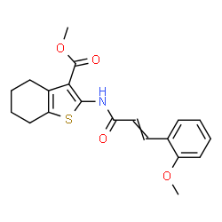 ChemSpider 2D Image | Methyl 2-{[3-(2-methoxyphenyl)acryloyl]amino}-4,5,6,7-tetrahydro-1-benzothiophene-3-carboxylate | C20H21NO4S
