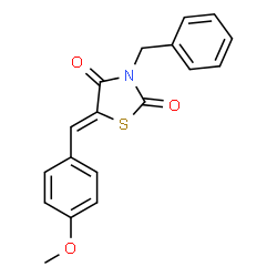 ChemSpider 2D Image | (5Z)-3-Benzyl-5-(4-methoxybenzylidene)-1,3-thiazolidine-2,4-dione | C18H15NO3S