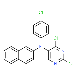 ChemSpider 2D Image | 2,4-Dichloro-N-(4-chlorophenyl)-N-(2-naphthyl)-5-pyrimidinamine | C20H12Cl3N3