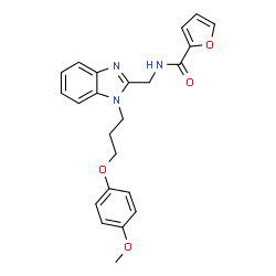ChemSpider 2D Image | N-({1-[3-(4-Methoxyphenoxy)propyl]-1H-benzimidazol-2-yl}methyl)-2-furamide | C23H23N3O4