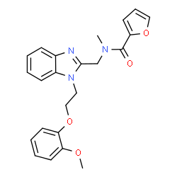 ChemSpider 2D Image | N-({1-[2-(2-Methoxyphenoxy)ethyl]-1H-benzimidazol-2-yl}methyl)-N-methyl-2-furamide | C23H23N3O4