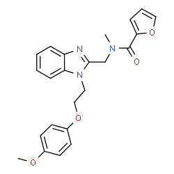 ChemSpider 2D Image | N-({1-[2-(4-Methoxyphenoxy)ethyl]-1H-benzimidazol-2-yl}methyl)-N-methyl-2-furamide | C23H23N3O4