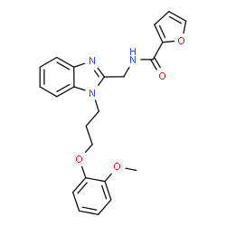 ChemSpider 2D Image | N-({1-[3-(2-Methoxyphenoxy)propyl]-1H-benzimidazol-2-yl}methyl)-2-furamide | C23H23N3O4