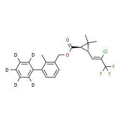 ChemSpider 2D Image | [2-Methyl(2',3',4',5',6'-~2~H_5_)-3-biphenylyl]methyl (1R,3S)-3-[(1Z)-2-chloro-3,3,3-trifluoro-1-propen-1-yl]-2,2-dimethylcyclopropanecarboxylate | C23H17D5ClF3O2
