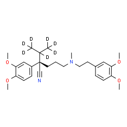 ChemSpider 2D Image | (2S)-2-(3,4-Dimethoxyphenyl)-5-{[2-(3,4-dimethoxyphenyl)ethyl](methyl)amino}-2-[(~2~H_7_)-2-propanyl]pentanenitrile | C27H31D7N2O4