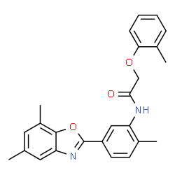 ChemSpider 2D Image | N-[5-(5,7-Dimethyl-1,3-benzoxazol-2-yl)-2-methylphenyl]-2-(2-methylphenoxy)acetamide | C25H24N2O3