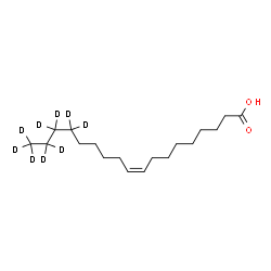 ChemSpider 2D Image | (9Z)-(15,15,16,16,17,17,18,18,18-~2~H_9_)-9-Octadecenoic acid | C18H25D9O2