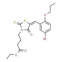 ChemSpider 2D Image | Ethyl 4-[(5E)-5-(5-bromo-2-propoxybenzylidene)-4-oxo-2-thioxo-1,3-thiazolidin-3-yl]butanoate | C19H22BrNO4S2