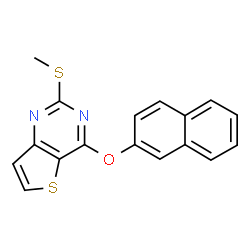 ChemSpider 2D Image | 2-(Methylsulfanyl)-4-(2-naphthyloxy)thieno[3,2-d]pyrimidine | C17H12N2OS2