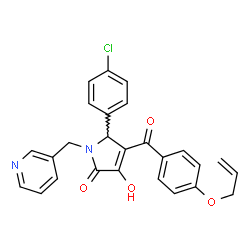 ChemSpider 2D Image | 4-[4-(Allyloxy)benzoyl]-5-(4-chlorophenyl)-3-hydroxy-1-(3-pyridinylmethyl)-1,5-dihydro-2H-pyrrol-2-one | C26H21ClN2O4