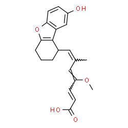 ChemSpider 2D Image | (2E,4Z,6Z)-7-(8-Hydroxy-1,2,3,4-tetrahydrodibenzo[b,d]furan-1-yl)-4-methoxy-6-methyl-2,4,6-heptatrienoic acid | C21H22O5
