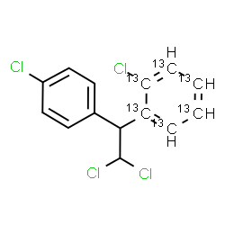 ChemSpider 2D Image | 1-Chloro-2-[2,2-dichloro-1-(4-chlorophenyl)ethyl](~13~C_6_)benzene | C813C6H10Cl4