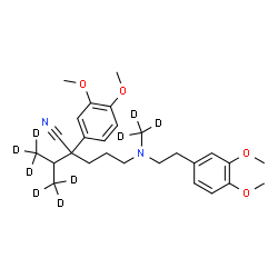 ChemSpider 2D Image | 2-(3,4-Dimethoxyphenyl)-5-{[2-(3,4-dimethoxyphenyl)ethyl][(~2~H_3_)methyl]amino}-2-[(1,1,1,3,3,3-~2~H_6_)-2-propanyl]pentanenitrile | C27H29D9N2O4