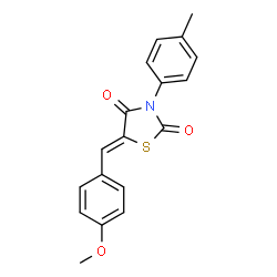 ChemSpider 2D Image | (5Z)-5-(4-Methoxybenzylidene)-3-(4-methylphenyl)-1,3-thiazolidine-2,4-dione | C18H15NO3S