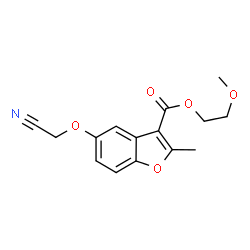 ChemSpider 2D Image | 2-Methoxyethyl 5-(cyanomethoxy)-2-methyl-1-benzofuran-3-carboxylate | C15H15NO5