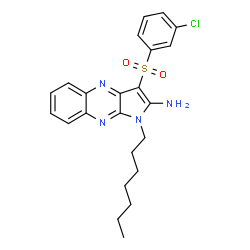 ChemSpider 2D Image | 3-[(3-Chlorophenyl)sulfonyl]-1-heptyl-1H-pyrrolo[2,3-b]quinoxalin-2-amine | C23H25ClN4O2S