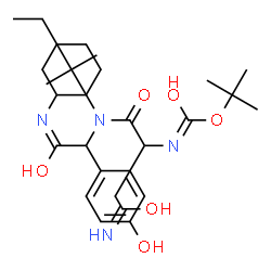 ChemSpider 2D Image | 2-Methyl-2-propanyl (4-amino-1-{[2-(cyclohexylamino)-1-(4-hydroxyphenyl)-2-oxoethyl](2-methyl-2-butanyl)amino}-1,4-dioxo-2-butanyl)carbamate | C28H44N4O6