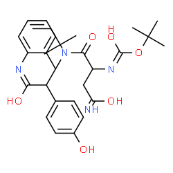 ChemSpider 2D Image | 2-Methyl-2-propanyl {4-amino-1-[{1-(4-hydroxyphenyl)-2-[(2-methylphenyl)amino]-2-oxoethyl}(2-methyl-2-butanyl)amino]-1,4-dioxo-2-butanyl}carbamate | C29H40N4O6