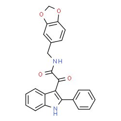ChemSpider 2D Image | N-(1,3-Benzodioxol-5-ylmethyl)-2-oxo-2-(2-phenyl-1H-indol-3-yl)acetamide | C24H18N2O4