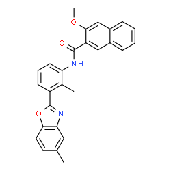 ChemSpider 2D Image | 3-Methoxy-N-[2-methyl-3-(5-methyl-1,3-benzoxazol-2-yl)phenyl]-2-naphthamide | C27H22N2O3