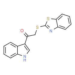 ChemSpider 2D Image | 2-(1,3-Benzothiazol-2-ylsulfanyl)-1-(1H-indol-3-yl)ethanone | C17H12N2OS2