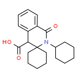 ChemSpider 2D Image | 2'-Cyclohexyl-1'-oxo-1',4'-dihydro-2'H-spiro[cyclohexane-1,3'-isoquinoline]-4'-carboxylic acid | C21H27NO3