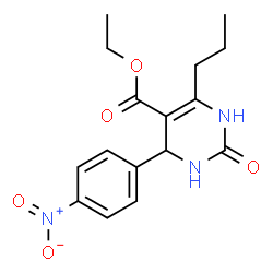ChemSpider 2D Image | Ethyl 4-(4-nitrophenyl)-2-oxo-6-propyl-1,2,3,4-tetrahydro-5-pyrimidinecarboxylate | C16H19N3O5