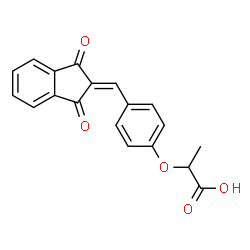 ChemSpider 2D Image | 2-{4-[(1,3-Dioxo-1,3-dihydro-2H-inden-2-ylidene)methyl]phenoxy}propanoic acid | C19H14O5