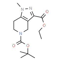 ChemSpider 2D Image | 5-tert-butyl 3-ethyl 1-methyl-1H,4H,5H,6H,7H-pyrazolo[4,3-c]pyridine-3,5-dicarboxylate | C15H23N3O4