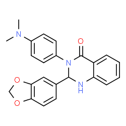 ChemSpider 2D Image | 2-(1,3-Benzodioxol-5-yl)-3-[4-(dimethylamino)phenyl]-2,3-dihydro-4(1H)-quinazolinone | C23H21N3O3