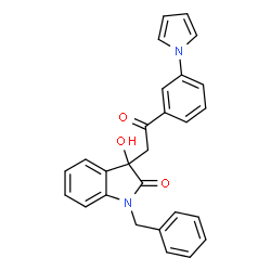 ChemSpider 2D Image | 1-Benzyl-3-hydroxy-3-{2-oxo-2-[3-(1H-pyrrol-1-yl)phenyl]ethyl}-1,3-dihydro-2H-indol-2-one | C27H22N2O3