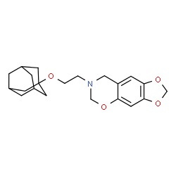 ChemSpider 2D Image | 7-[2-(Adamantan-1-yloxy)ethyl]-7,8-dihydro-6H-[1,3]dioxolo[4,5-g][1,3]benzoxazine | C21H27NO4