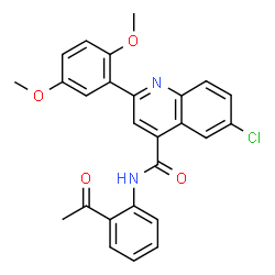ChemSpider 2D Image | N-(2-Acetylphenyl)-6-chloro-2-(2,5-dimethoxyphenyl)-4-quinolinecarboxamide | C26H21ClN2O4