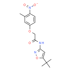 ChemSpider 2D Image | 2-(3-Methyl-4-nitrophenoxy)-N-[5-(2-methyl-2-propanyl)-1,2-oxazol-3-yl]acetamide | C16H19N3O5