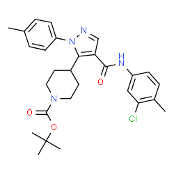 ChemSpider 2D Image | 2-Methyl-2-propanyl 4-{4-[(3-chloro-4-methylphenyl)carbamoyl]-1-(4-methylphenyl)-1H-pyrazol-5-yl}-1-piperidinecarboxylate | C28H33ClN4O3