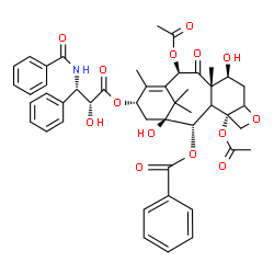 ChemSpider 2D Image | (2alpha,3xi,7beta,10beta,13alpha)-4,10-Diacetoxy-13-{[(2R,3S)-3-(benzoylamino)-2-hydroxy-3-phenylpropanoyl]oxy}-1,7-dihydroxy-9-oxo-5,20-epoxytax-11-en-2-yl benzoate | C47H51NO14