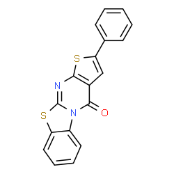ChemSpider 2D Image | 2-Phenyl-4H-thieno[2',3':4,5]pyrimido[2,1-b][1,3]benzothiazol-4-one | C18H10N2OS2