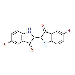 ChemSpider 2D Image | 5-Bromo-2-(5-bromo-3-oxo-1,3-dihydro-2H-indol-2-ylidene)-1,2-dihydro-3H-indol-3-one | C16H8Br2N2O2