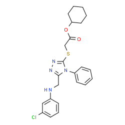 ChemSpider 2D Image | Cyclohexyl [(5-{[(3-chlorophenyl)amino]methyl}-4-phenyl-4H-1,2,4-triazol-3-yl)sulfanyl]acetate | C23H25ClN4O2S