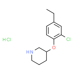 ChemSpider 2D Image | 3-(2-Chloro-4-ethylphenoxy)piperidine hydrochloride (1:1) | C13H19Cl2NO