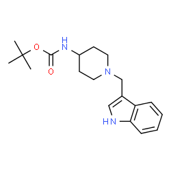 ChemSpider 2D Image | 2-Methyl-2-propanyl [1-(1H-indol-3-ylmethyl)-4-piperidinyl]carbamate | C19H27N3O2