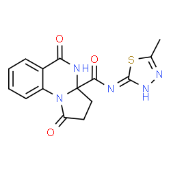 ChemSpider 2D Image | N-(5-Methyl-1,3,4-thiadiazol-2-yl)-1,5-dioxo-2,3,4,5-tetrahydropyrrolo[1,2-a]quinazoline-3a(1H)-carboxamide | C15H13N5O3S
