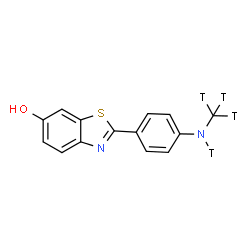 ChemSpider 2D Image | 2-{4-[(~3~H_3_)Methyl(~3~H)amino]phenyl}-1,3-benzothiazol-6-ol | C14H8T4N2OS