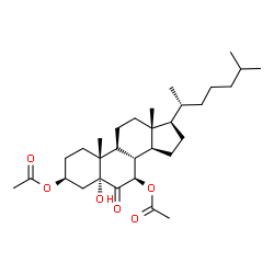 ChemSpider 2D Image | (3beta,5alpha,7beta)-5-Hydroxy-6-oxocholestane-3,7-diyl diacetate | C31H50O6