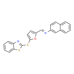 ChemSpider 2D Image | (E)-1-[5-(1,3-Benzothiazol-2-ylsulfanyl)-2-furyl]-N-(2-naphthyl)methanimine | C22H14N2OS2