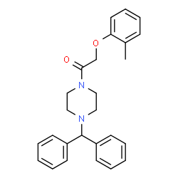 ChemSpider 2D Image | 1-[4-(Diphenylmethyl)-1-piperazinyl]-2-(2-methylphenoxy)ethanone | C26H28N2O2