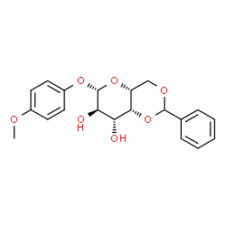 ChemSpider 2D Image | 4-Methoxyphenyl 4,6-O-benzylidene-beta-D-galactopyranoside | C20H22O7